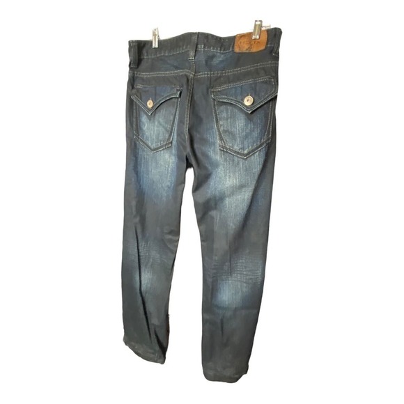 Helix Mens Size 34x32 Straight Leg Jeans Blue Dark Wash Denim Button Flap Pocket - Picture 4 of 7